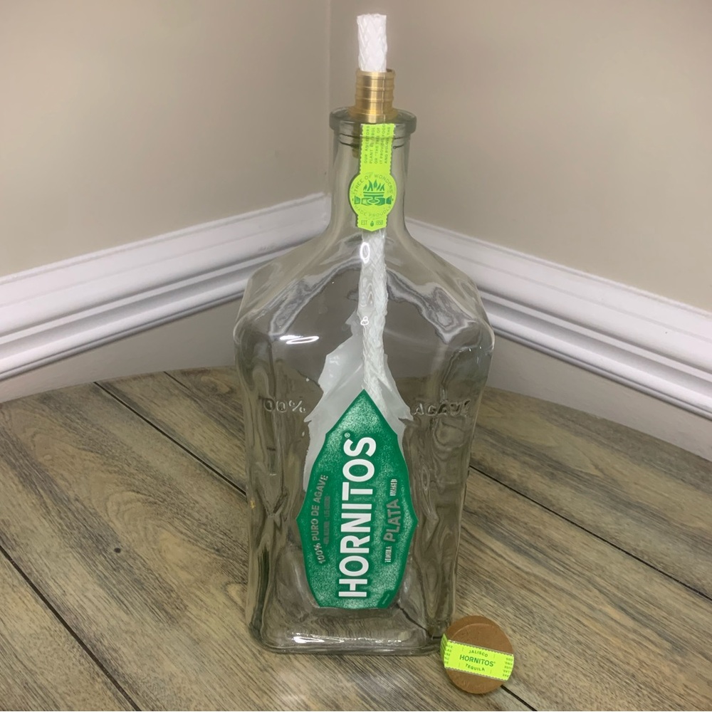 Upcycled Hornitos Tequila Liquor Bottle 1.75 L Tiki Torch